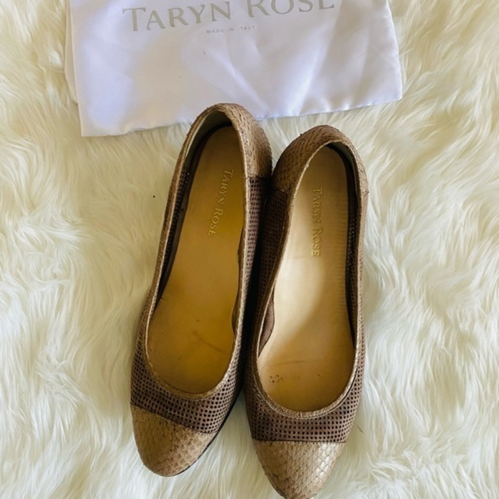 Taryn Rose Kingspoint leather snake embossed wedge, Sz. 39.5